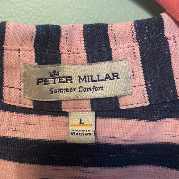 Peter millar men’s polo navy and pink size large - Picture 2 of 3